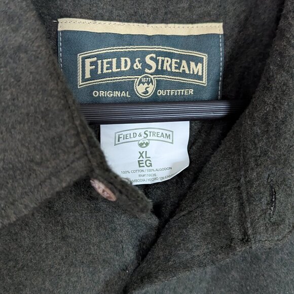 Field & Stream 100% Cotton Rugged Flannel Shirt Army Green XL Outdoor Fishing - Picture 5 of 9